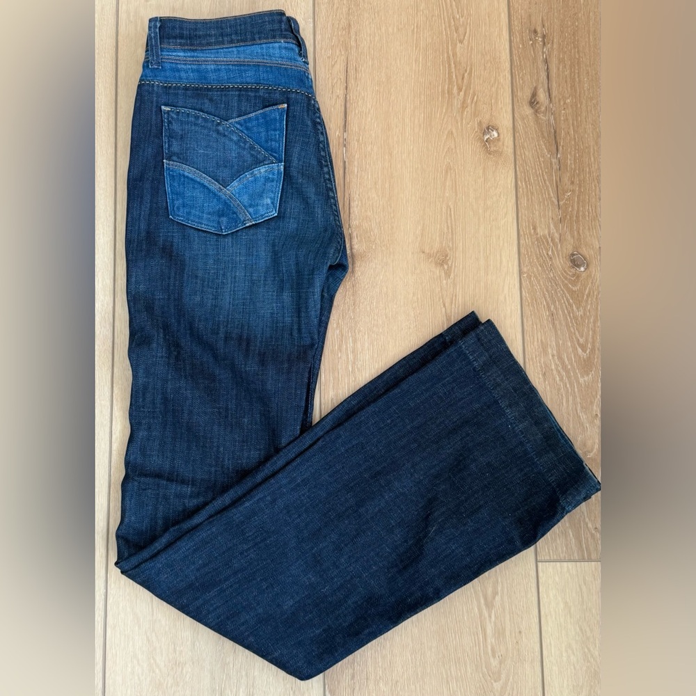 Dark Blue Women's Denim Jeans - Classic Straight Leg